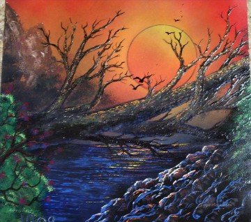 ブルック川の流れ Painting - 倒木 風景 小川